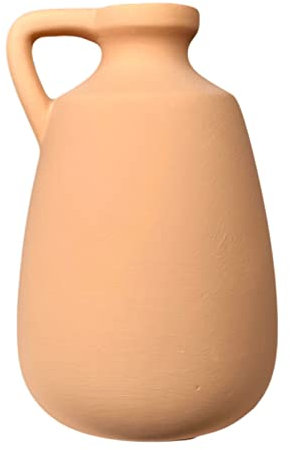 Terracotta Bottle Vase With Handle 20cm Roman Style Ceramic Flower Bud Stem Pot