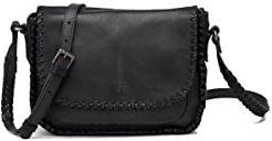 Biba Tasche für Damen aus echtem Leder, Umhängetasche Heritage Winona WIN11L, Langen Griff, Klappverschluss, Echtes Rindsleder, Schwarz Farbe