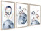 ag.art deco 3er Kinderzimmer Poster | 3 Stück 50x70cm | Wanddeko Elefant und Hase elefant und hase im Weltraum | Mädchen und Junge Bilderset | ohne Rahmen