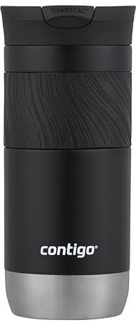 Contigo Byron Snapseal Thermobecher | Edelstahl Isolierbecher | Thermoflasche | auslafsicher | Kaffeebecher to Go mit BPA freiem Deckel | Licorice | 470 ml