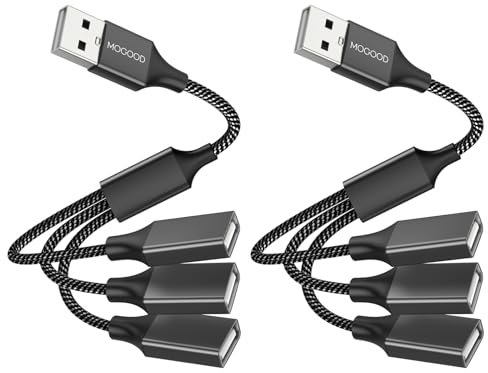 Divisor USB 1 a 3 MOGOOD USB 2.0 Divisor Cargador Cable Cable de alimentación Adaptador de concentrador de extensión para MacBook/Laptop/LED, etc.