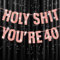 onehous 40th Birthday Decorations for Women, Happy 40th birthday Banners, Rose Gold Glitter 40 Birthday Banner Party Decor Sign, 40 Years Old Funny Banner Party Supplies Women