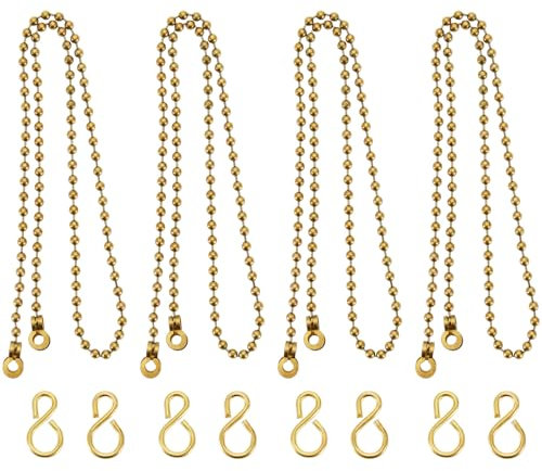 The Lord of the Tools 4pcs Chaîne de Bassin à Boule Chaîne de Baignoire Cordon de Traction Baignoire en Laiton Chaîne Bouchon de Baignoire Chaîne de Perles à Crochet en Forme de S Chaîne
