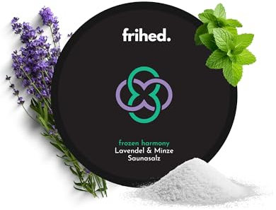 frihed.® Frozen Harmony Sel exfoliant de qualité supérieure avec parfum lavande, menthe et menthol, idéal après le sauna, la douche et le hammam – 200 g
