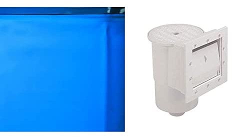 Gre FPR451 - Liner pour piscines Rondes, Diamètre 460 cm, Hauteur 120 cm, Couleur Bleue & AR100 - Skimmer pour Piscine Standard + buse de refoulement de Couleur Blanche