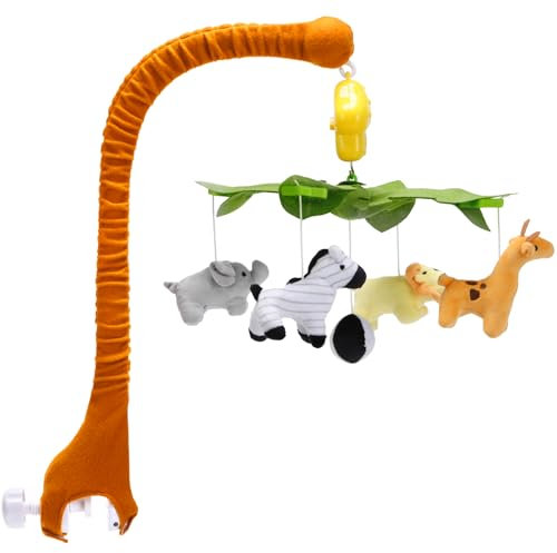 CUTE STONE Baby Krippe Mobile mit Musik, Hanging Rotating Arm, Nursery Mobile mit weichem Baumwollbezug, Baby Mobile Bettglockenspiel für Jungen und Mädchen, Wind-up Music Box, einfache Montage