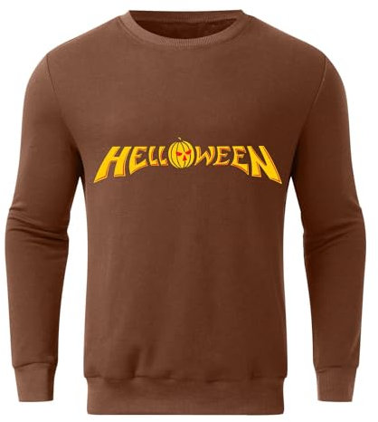 Lässiges Langarm-Sweatshirt für Herren mit Hellowenn-Buchstabenaufdruck, Rundhalsausschnitt, ohne Kapuze, Pullover, Oberteile, Herrenbekleidung Herren T Shirt Sweatshirt (b-Brown, M)