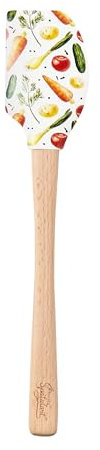 Tovolo Vegetable Garden Wood Handled Spatulart Spatula for Food and Meal Prep, Baking, Mixing & Turning