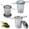 3-Stück Teesieb für Losen Tee aus Rostfreier Edelstahl 18/8, Sehr Fein Sieb für Tee mit Deckel/Abtropfschale, Geräumiger Teefilter mit Breiter Doppelgriff für Teekanne/Tasse/Becher, Spülmaschinenfest
