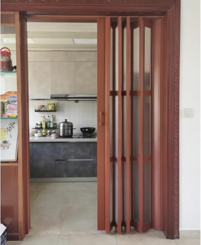 Divisor de panel de puerta corredera plegable de vidrio esmerilado acrílico moderno, puertas interiores de plástico PVC (39 x 80 pulgadas)