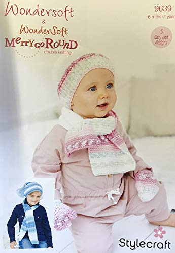 Stylecraft Wondersoft and Wondersoft Merry Go Round DK Pattern 9639 - Accessories - 6 Months to 7 Years, 5 Easy Knit Designs