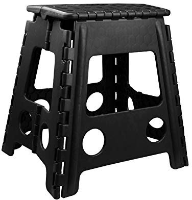 Usmascot Marchepied antidérapant,robuste et sûr – Peut supporter jusqu'à 160 kg – ,échelle pliante de rangement/s'ouvre facilement, pour cuisine, toilettes, camping, Noir , 45 cm