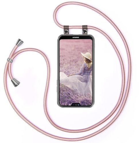 moex Handykette für Huawei P20 Lite Hülle mit Band abnehmbar, Handyhülle mit Kette zum Umhängen, Handyband Kordel Umhängehülle, Necklace Handy Umhängeband, Rosegold