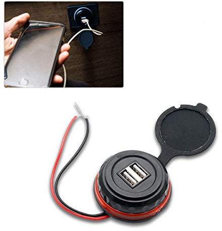 Caricabatteria da auto con doppia porta USB Riloer 12V 3.1A, adattatore di alimentazione per presa di corrente per auto impermeabile per spina del caricatore USB per moto da auto
