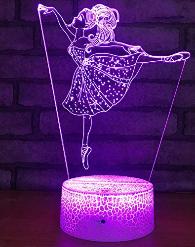 Jinson well 3D Ballett engel Nachtlicht Lampe optische Nacht licht Illusion 7 Farbwechsel Touch Switch Tisch Schreibtisch Dekoration Lampen Flat USB Spielzeug