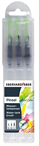 Eberhard Faber 579925 - Wassertankpinsel Artist Color, 3 Pinsel mit verschiedenen Pinselspitzen