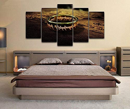 104Tdfc Leinwand Bild Format Wandbilder Wohnzimmer Wohnung Deko Kunstdrucke 5 Teilig Herr Der Ringe Ringkarte Leinwand Bilder 5 Teilig Kunstdruck Modern Wandbilder