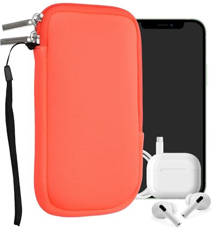 kwmobile Housse Universelle Smartphone - Pochette de Protection 16,5 x 8,9 cm pour téléphone Portable L - 6,5 en néoprène Corail Fluo