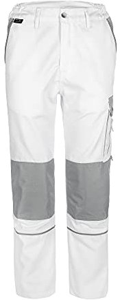 TMG | leichte Arbeitshose für Herren, lang, weiße Malerhose mit Kniepolster & Taschen, ideal für Sommer, robust | Gr. 44