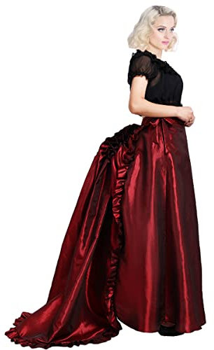 COSDREAMER Damen High Dress Viktorianischer Petticoat Gothic Steampunk Rüschen Basel Rock, rot, M