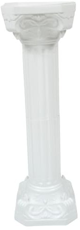 UPKOCH Flowerpot Stand Plinth Stand Roman Decorative Wedding PVC, Decorative Pillars, Decorative- Roman Style Corinthian- White 35inch Sundial Plinth Wedding Landscape Accessory