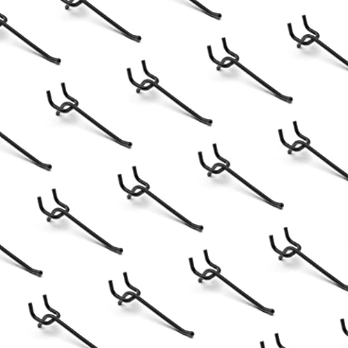 HUHOLE Lochwand Haken 10 cm, 25 Stück, Schwarz, extra stabil und robustes,Pegboard Zubehör für Werkzeugwand, Garage, und Einzelhandel, Haken für Lochwand passend für 25 mm Lochabstand und 6 mm Loch