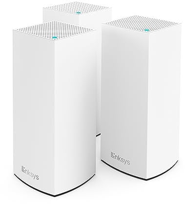 Linksys Atlas 6 Mesh-WiFi 6-System – Dual-Band AX3000 WLAN Router Extender mit 4-mal höherer Geschwindigkeit bis zu 3,0 Gbit/s – mehr als 75 Geräte und 558 m² Funkabdeckung – 3er-Pack, Weiß