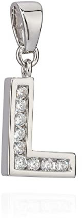 NKlaus 13x10mm Kettenanhänger Buchstabe L Silber 925 Anlaufschutz Zirkon weiß Alphabet 10016