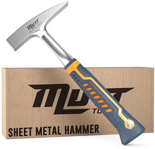 Mutt Tools 18oz Sheet Metal Hammer - Professional Tinners Hammer for Metal Shaping - Forged HVAC Hammer with Ergonomic Handle for Duct Work & Sheet Metal Projects
