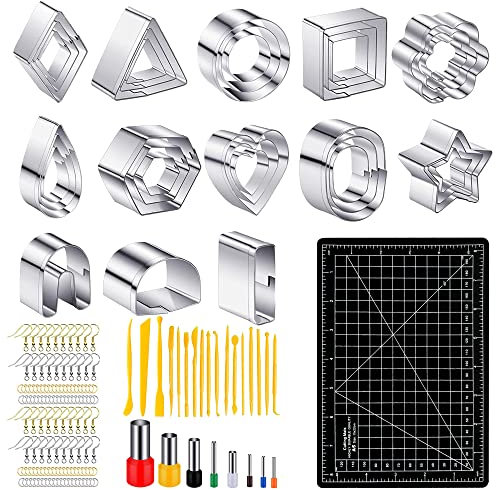 Yayatty 156 Stück Polymer Clay Cutter Set, 33 Form Clay Ohrring Cutters mit Ohrringe Zubehör, Plastic Clay Ohrringschneider für Polymer Clay Schmuckherstellung