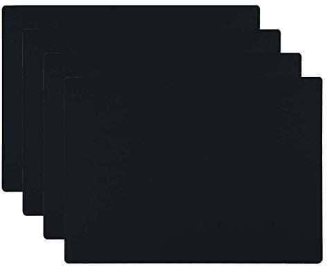 HomeDo 4Pack Waterproof Silicone Placemats, Non-stick Baking Mat, Non-slip Dining Table Mat for Kids/Baby/Children, Heat Resistant Insulation Countertop Protector Pads (Black, 40x30cm-4P)