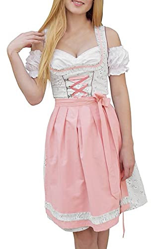 Dirndl Damen Grau Rosa Kariert Trachtenmode Oktoberfest-Biermädchen-Kostüm Samtkleid Dirndl für Oktoberfest Bavarian Karneval Dirdl Diendl Kurz Trachtenmode Lang Trachtenmode Kleid Dirndlbluse Oktob