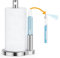 SpaceAid SprayNeat Paper Towel Holder with Spray Bottle, Countertop Paper Towels Dispenser Stand with Sprayer Inside Center, Under Cabinet Papertowels Roller for Kitchen (Silver)