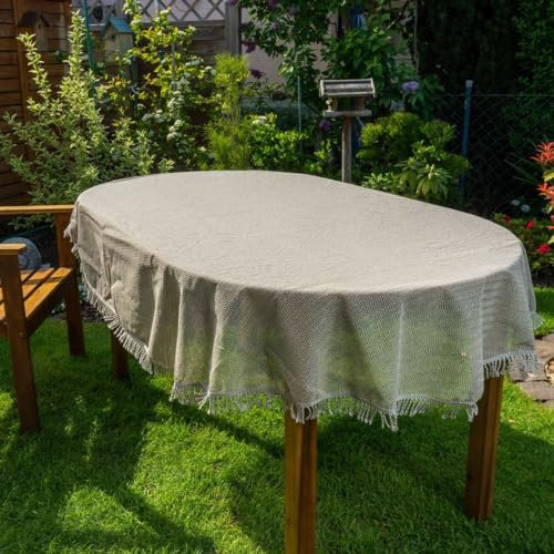 laro Gartentischdecke Wetterfest rutschfest Oval, Muster:Beige, Größe:Oval Classic