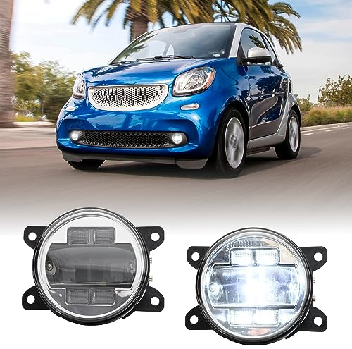 njssjd LED Nebelscheinwerfer mit DRL Blinker Montage für 2014-2019 Smart Fortwo Forfour W453, 2012-2021 Benz Citan W415 Frontstoßstange Nebelscheinwerfer (klare Linse)