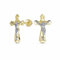 Winzige Minimalistische Christliche Religiöse Jesus Gold Kruzifix Kreuz Echte Zwei Ton Gelb 14K Gold Ohrstecker Für Frauen Teenager Sicherheit Zurückschrauben