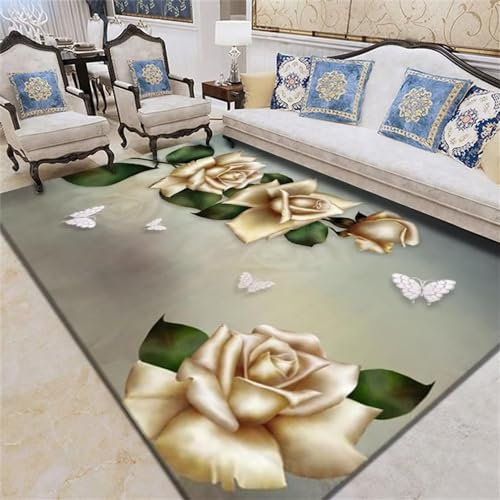 RUGMRZ Teppich Muster Wohnzimmer mit Blumen Teppich Gemustert Mehrfarbig Teppich Sale Teppichboden Auslegware Teppich Muster terrassenteppich outdoor80x160CM