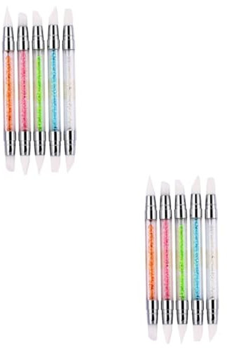 Beaupretty 10 Pièces gel ongle gel nail faix ongles pinceau liner ongle Ongles en gel UV brosse à ongles stylo en silicone outil de nail art évider Positionner stylo à gaufrer Stylo à ongles
