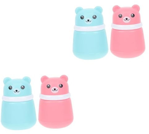 minkissy 4stücke Cartoon Bär Körperpuder Puff Box Mit Puderquaste Handliches Bruchsicheres Design Für Bad Und Sanftes Schwämmchen Für Gleichmäßige Anwendung