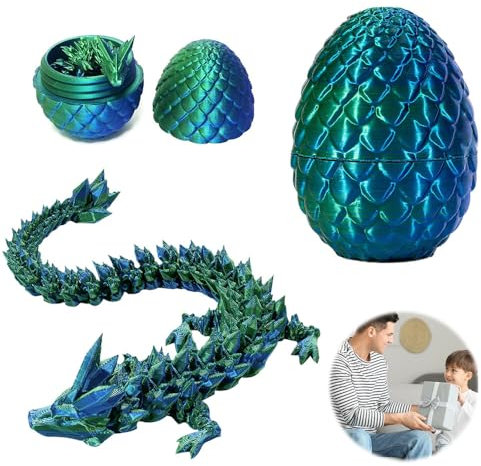 HOVCEH 3D Gedruckter Drache, Drachenei mit Drache, 3D Gedruckter Kristall Drache, 3D Printed Dragon, Beweglicher Drache, 3D Gedrucktes Drachenei, Artikulierter Kristalldrache mit Ei für Kinder