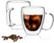 GLASKEY Double Wall Glass Coffee Mugs Set of 2, 150ml Insulated Coffee Mugs with Handle,Clear Borosilicate Glass Coffee Cups for Cappuccino, Espresso, Tea Bag, Beverage