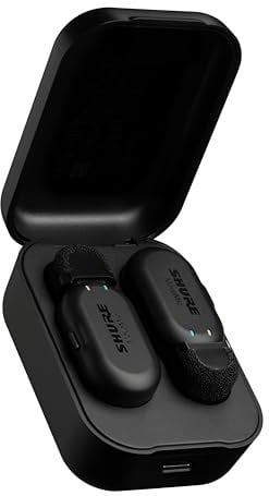Shure MoveMic Two- Pro Direct to Phone Micrófono inalámbrico Lavalier para iPhone y Android, Bluetooth Mini Mic, Carga de 24 horas, Configuración rápida, IPX4, Compact & Portable Clip Lavs (MV-TWO-Z6)