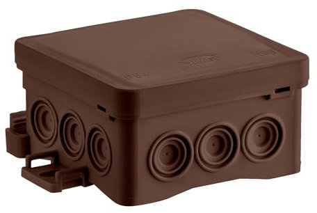 SIMET Anschlussdose 75 x 75 x 40 mm, halogenfrei, selbstverlöschend, UV, IP54, FASTBOX&HOOK mit Hakenadapter HNS, 1 Stück, braun