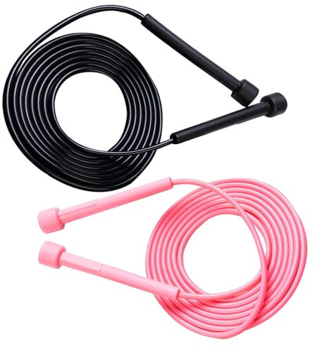 KASESSS 2 Piezas Cuerda Saltar oara Adultos y Niños, Comba de Saltar Ajustable, Cuerda para Saltar de PVC, 280cm, Cuerda de Saltar Ligera Jumping Rope para el Hogar y Deportes al Aire Libre