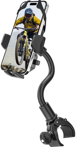 Dosvsi Soporte Móvil Bicicleta, Cuello de Cisne Soporte Movil Moto, Anti Vibración Porta Teléfono Motocicleta Bici para iPhone 15 Pro MAX 14 13 12 11, Galaxy A15 A54, y 4-7 Smartphone