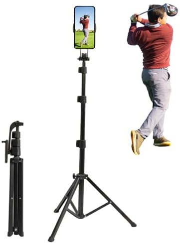 YKI Golf Phone Tripod Holder, Swing Analyzer, Adjustable 15-51 Inch, Black, Compatible with Smartphone & Action Camera