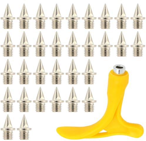 32 Uds Clavos de repuesto para atletismo, Clavos Atletismo con Llave para Zapatillas de Clavos Clavos para Zapatos Piramidales para Zapatos Deportivos Salto de Altura Senderismo ,Clavos de acero