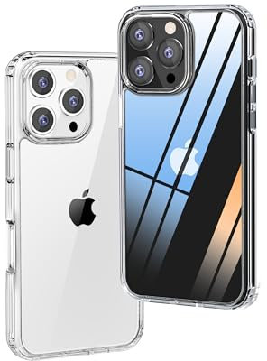 ONES iPhone 16 Pro HD Transparenz Hülle【Stoßfeste PC-Hartschale + stoßabsorbierende Silikonkanten】【super stoßfester Airbags】 US MIL Standard Erhöhter Kanten und Eckenschutz, Qi-Aufladung, Dünn