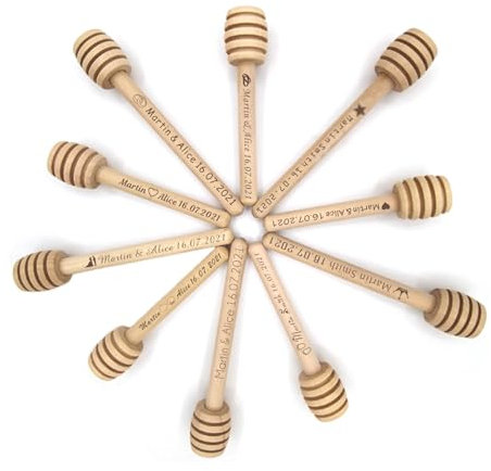 Mini cucchiaio in legno personalizzato per mescolare il miele, per matrimoni, feste, utensili da cucina e dessert (50 pezzi)