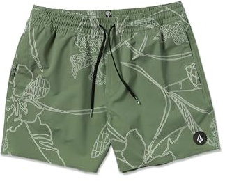 Volcom Herren Lido Solid 16 Swim Surf Trunk Boardshorts, Olivgrün, hell, L